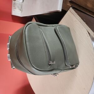 Thirty-One Olive Backpack with Silver Accents
